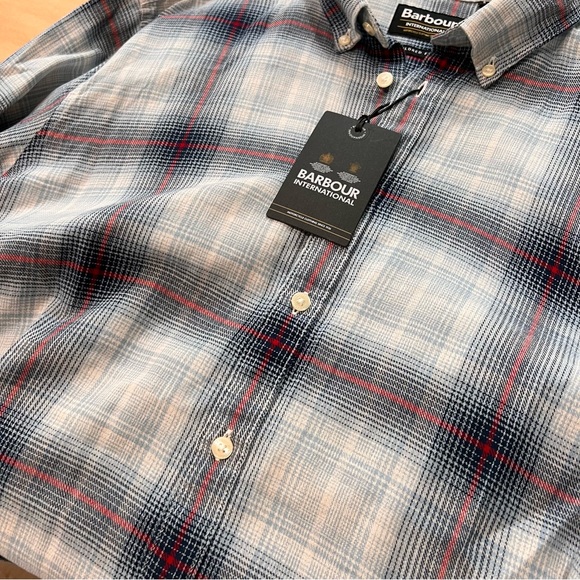 BARBOUR Kickstart Long Sleeve Plaid Pale Sky Shirt - Picture 3 of 11